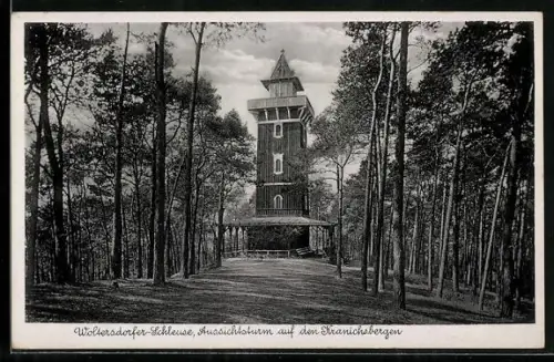 AK Woltersdorf / Mark, Woltersdorfer-Schleuse, Aussichtsturm auf den Kranichsbergen