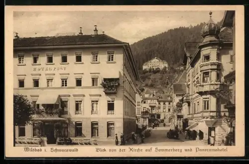 AK Bad Wildbad, Blick von der Kirche auf Sommerberg & Panoramahotel