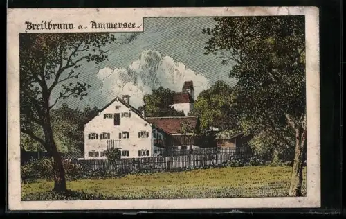 Künstler-AK Breitbrunn a. Ammersee, Ortspartie