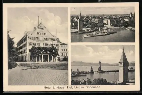 AK Lindau /Bodensee, Hotel Lindauer Hof, Hafen, Mangturm