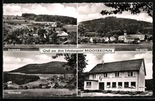 AK Moosbronn, Dorfpartie, Dorfansicht, Gasthaus z. Hirsch, Inh. Familie Abendschön