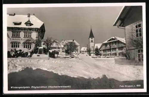 AK Altglashütten /Hochschwarzwald, Wintersportplatz, Schule, Kirche