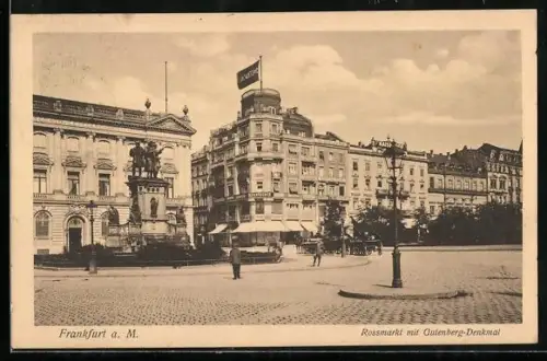 AK Frankfurt a. M., Rossmarkt mit Gutenberg-Denkmal
