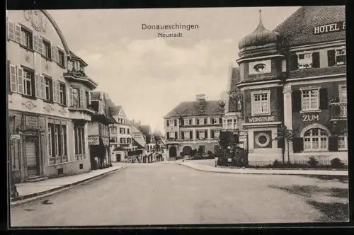 AK Donaueschingen, Neustadt, Hotel, Weinstube, Strassenansicht