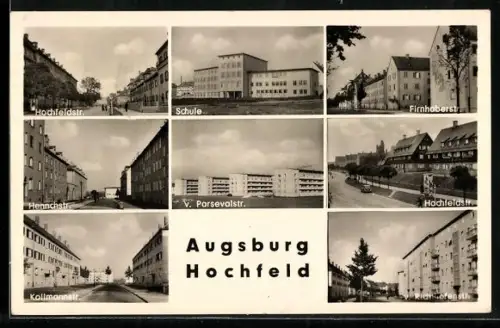 AK Augsburg /Hochfeld, Hochfeldstr., Schule, Parsevalstr., Kolpingstr., Reichlestr
