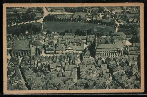 AK Ansbach /Mfr., Flugzeugaufnahme der Innenstadt