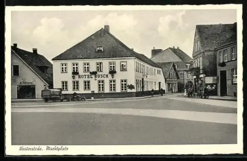 AK Westerstede, Marktplatz mit Hotel Busch