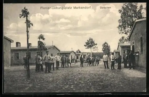AK Markendorf / Jüterbog, Pionier-Übungsplatz, Baracken