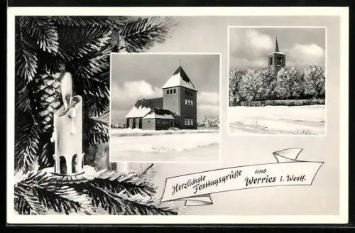 AK Werries i. Westf., Kirche im Winter