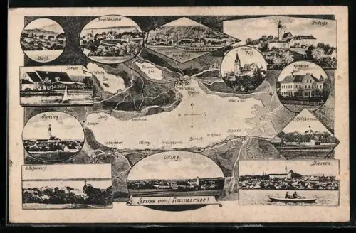 AK Breitbrunn / Ammersee, Utting, Diessen, Rieberau, verschiedene Ortsansichten