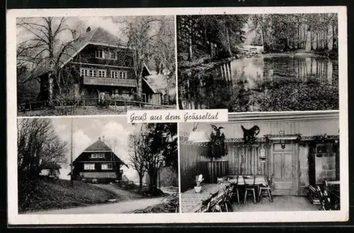 AK Grösseltal, Gasthaus, Teich, Innenansicht der Wirtschaft