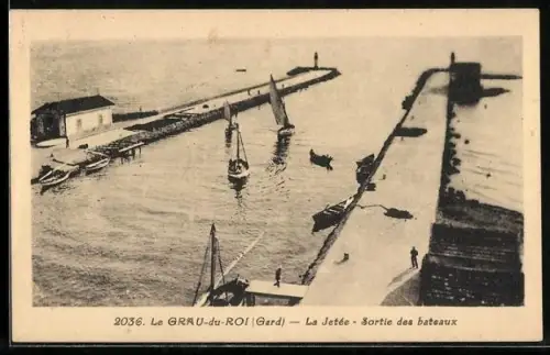 AK Le Grau-du-Roi /Gard, La Jetée, Sortie des bateaux