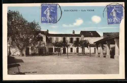 AK Beaucaire, École Vigne et cour arborée