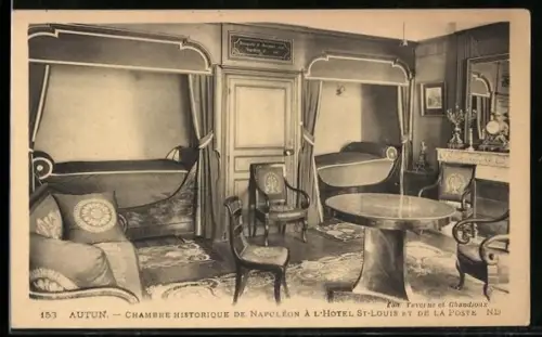 AK Autun, Chambre historique de Napoléon à l`Hôtel St-Louis et de la Poste