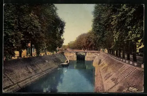 AK Chalon-sur-Saône /S.-et-L., Quai Michelet avec vue sur le canal et le pont