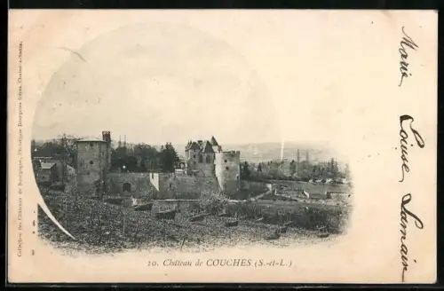 AK Couches /S.-et-L., Château de Couches et vignobles environnants