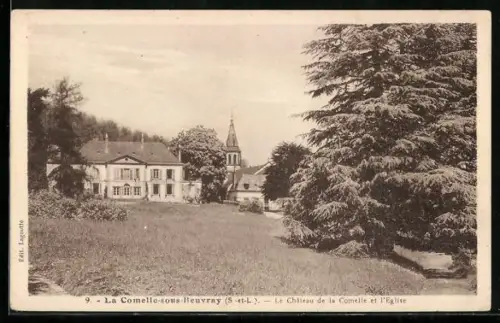 AK La Comelle-sous-Beuvray /S.-et-L., Le Château de la Comelle et l`église