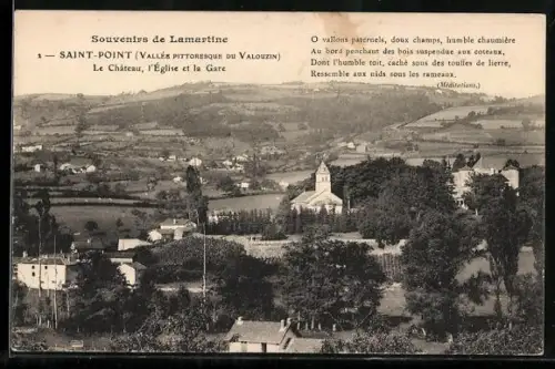 AK Saint-Point, Le Château, l`Église et la Gare dans la vallée pittoresque du Valouzin