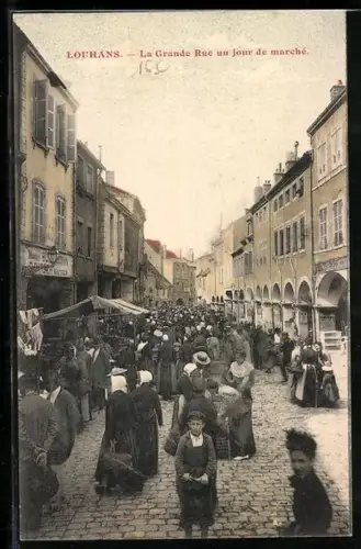 AK Louhans, La Grande Rue un jour de marché