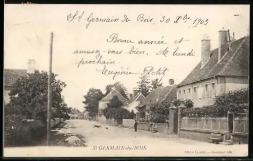 AK St. Germain-du-Bois, Rue principale avec maisons et clôtures