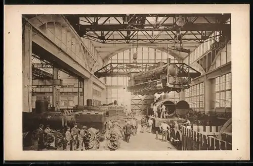 AK Le Creusot, Usines du Creusot, Usine du Breuil, déplacement d`une locomotive Décapod