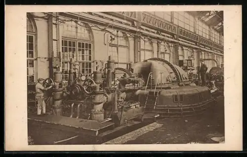 AK Le Creusot, Usines du Creusot, Turbine de 30 000 kW à 2 corps. Vue de l`avant