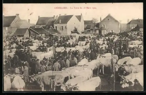 AK Génelard, La Foire du 28 Mars 1904