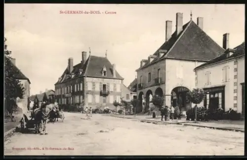 AK St-Germain-du-Bois, Centre avec charrette et bâtiments historiques