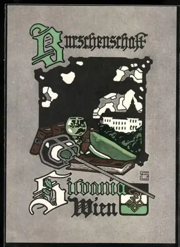 AK Wien, Burschenschaft Silvania Wien, Degen und Studentenmütze