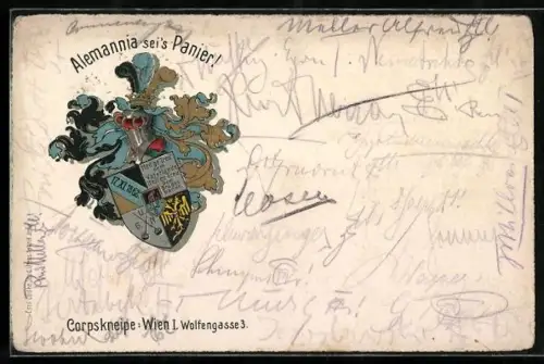 AK Wien, Studentenwappen der Burschenschaft Alemannia