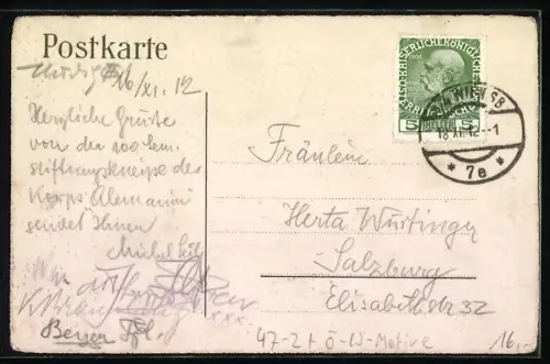 AK Wien, Studentenwappen der Burschenschaft Alemannia