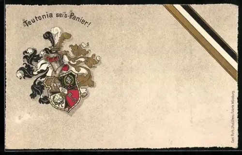 AK Studentenwappen der Burschenschaft Teutonia