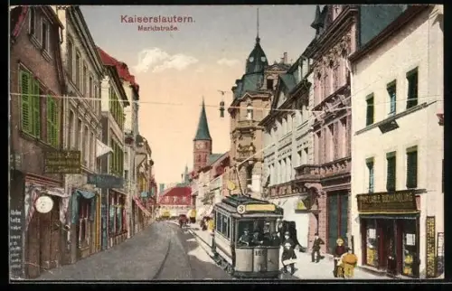 AK Kaiserslautern, Marktstrasse, Strassenbahn, Geschäftshäuser