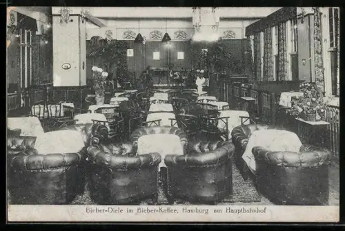 AK Hamburg-St.Georg, Gaststätte Bieber-Kaffee am Hauptbahnhof, Bieber-Diele
