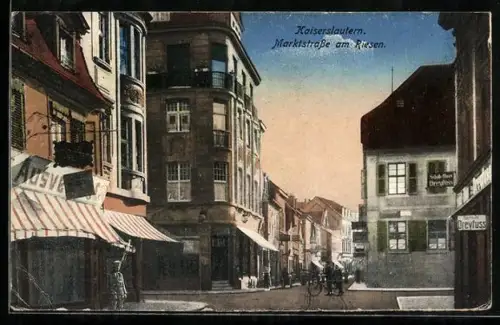 AK Kaiserslautern, Marktstrasse am Riesen, Geschäftshaus Dreyfus