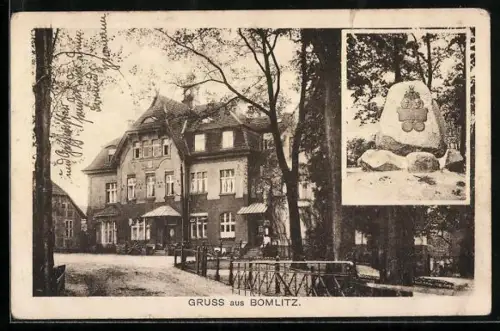 AK Bomlitz, Grosses Gebäude, Gedenkstein