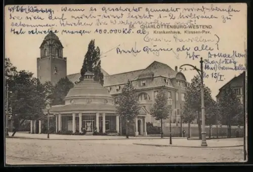 AK Berlin-Charlottenburg-Westend, Krankenhaus, Klassen-Pavillon
