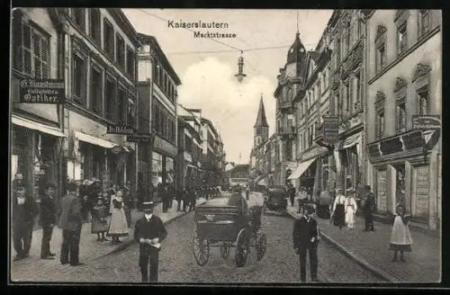 AK Kaiserslautern, Marktstrasse, Strassenansicht mit Geschäften und Passanten