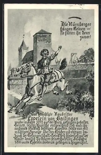 AK Nürnberg, Eppeleinsprung, Burg, Raubritter Eppelein von Gailingen