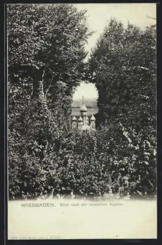 AK Wiesbaden, Blick nach der russischen Kapelle