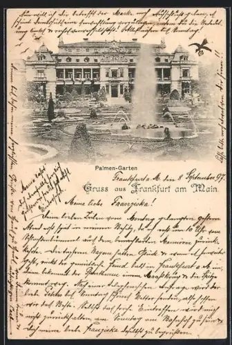 AK Frankfurt-Westend, Palmen-Garten mit Fontäne