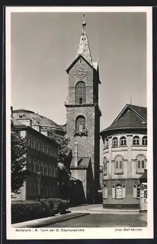 AK Karlsruhe i. B., Turm der St. Stephanskirche