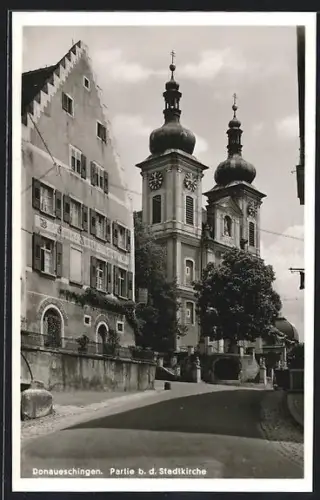 AK Donaueschingen, Partie bei der Stadtkirche