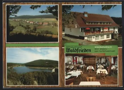 AK Schönenbach /Schwarzwald, Berggasthof Waldfrieden, Bes. Familie Schilling-Zölle, Landschaft, Gastraum