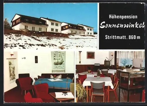 AK Strittmatt /Schwarzwald, Höhenpension Sonnenwinkel, Bes. E. u. U. Teibtner, Speiseraum, Aufenthaltsraum