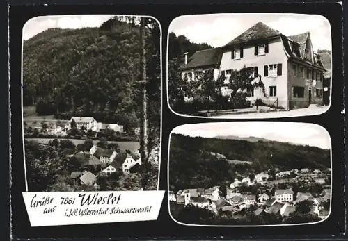 AK Wieslet /Wiesental, Gasthaus-Pension z. Maien, Bes. Georg Barth, Ortsansicht, Landschaft