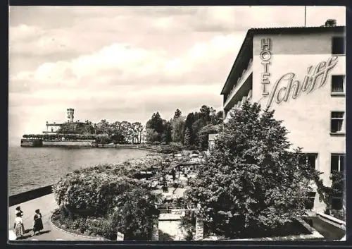 AK Langenargen /Bodensee, Hotel Schiff, Uferpromenade, Schloss Montfort