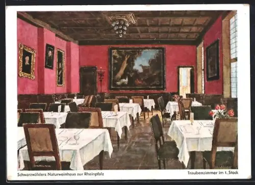 AK München, Gaststätte Schwarzwälders Naturweinhaus zur Rheinpfalz, Hartmannstrasse 8, Traubenzimmer im 1. Stock