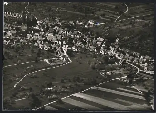 AK Öschelbronn /Pforzheim, Luftaufnahme des Ortes und umliegender Felder