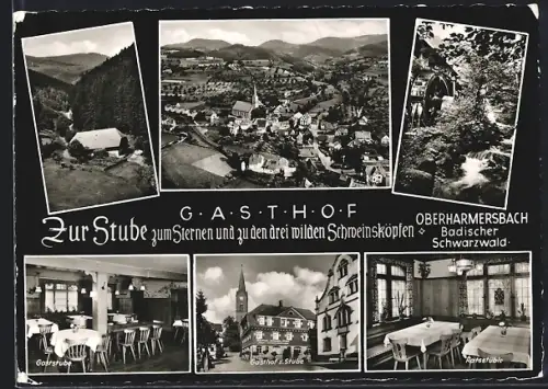 AK Oberharmersbach /Schwarzwald, Gasthof Zur Stube, zum Sternen u. zu den drei wilden Schweinsköpfen, Bes. Wilh. Schäck